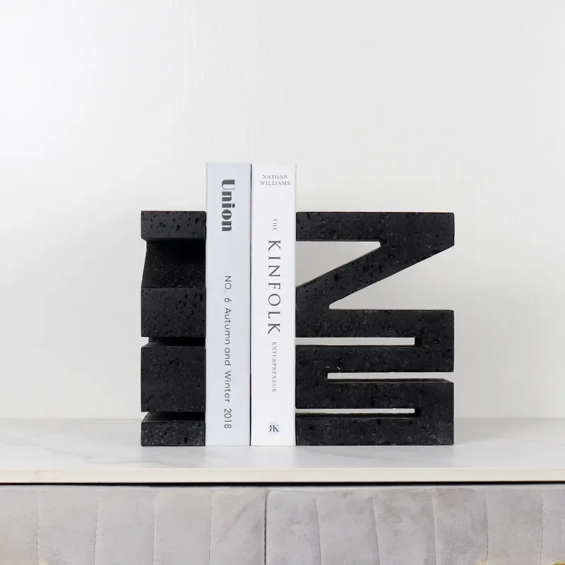 Simple and Natural Marble Cave Stone Geometric Letter Bookstore Decoration Bookstore Model Room Desktop Bookrest Bookstand