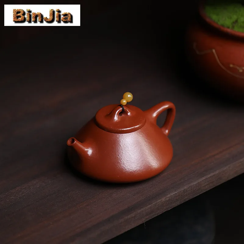 

110Ml Elegant Yixing Purple Clay Teapots Handmade Stone Scoop Pot Raw Ore Zhu Mud Kettle With Infuser Chinese Zisha Tea Set Gift