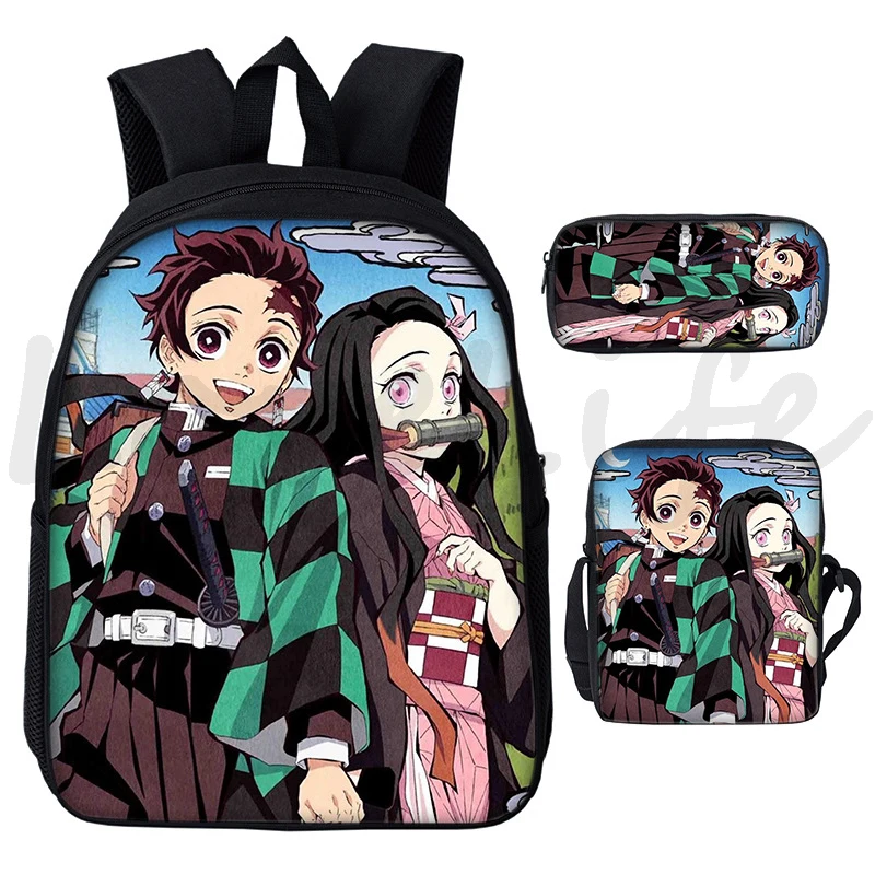 

Kamado Nezuko Demon Slayer Anime Backpack Shoulder Bag Pencil Case 3pcs/Set Children Bookbag Boy Girl School Bags Manga Rucksack