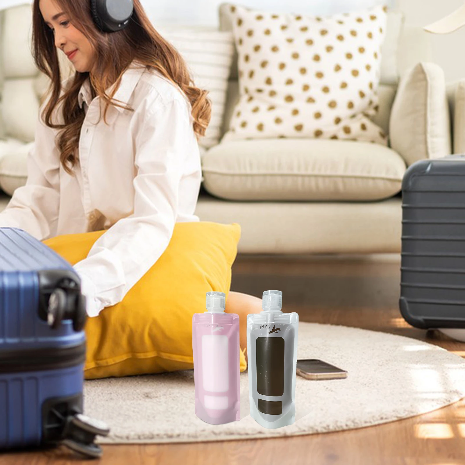 

12Pcs Travel Size Refillable Liquid Pouches Leakproof Toiletries Storage Bags for Makeup Shower Gel Hand Soap 90Ml