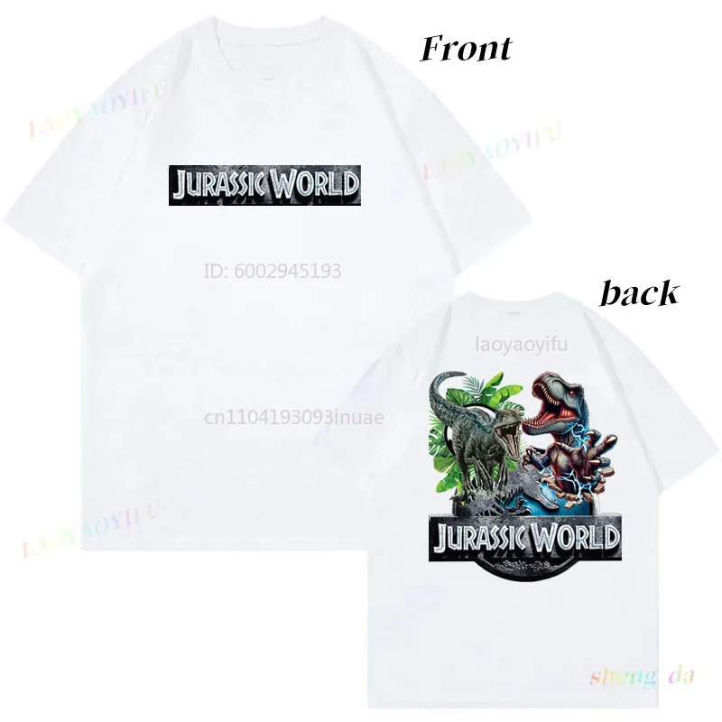 Camiseta de Jurassic Park, camiseta gótica informal con estampado de ambos lados, camiseta de algodón puro para hombre, camisetas gráficas de manga corta