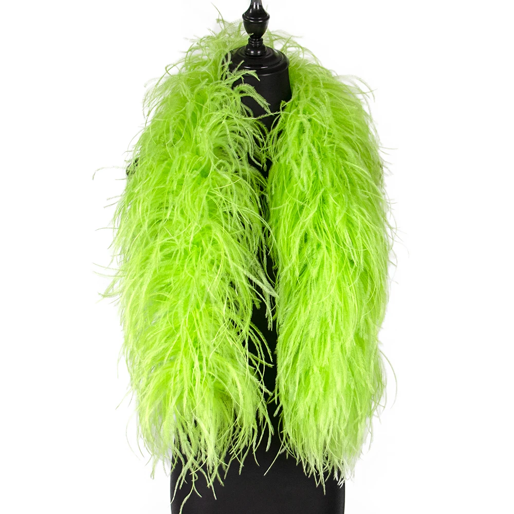 Customized Green Ostrich Feathers Boa 1-15 Ply Wedding Clothing Dress Decoration Fluffy Feather Trim Plumas Shawl 1Meter long