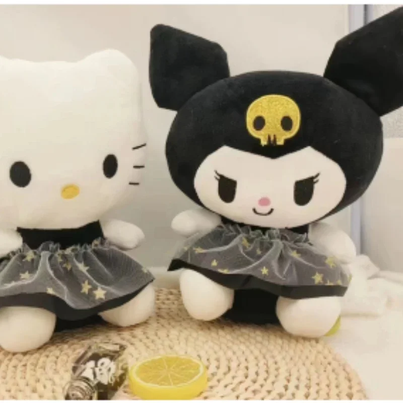

25cm Peluch Toy Kawaii Black And Gold Series Kuromi Kt Cat Plush Toy Soft Pillow Plushies Anime of Cartoons Doll Doll