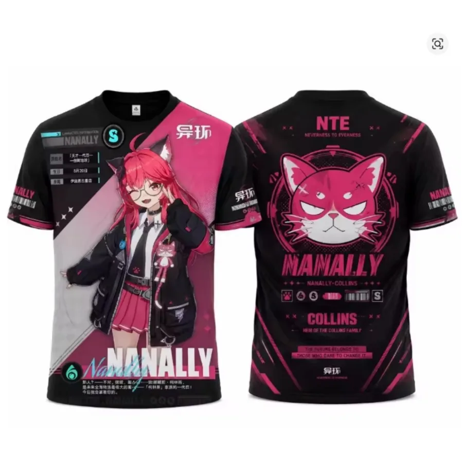 Neverness To Everness NANALLY 3D Print Short Sleeve Street Hip Hop Fashion T-shirt Comfortable Casual Oversized Cosplay Tees