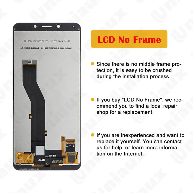 LCD touch screen with frame for LG K20 2019, LCD display for LG K8 Plus lm-x120 lmx120emw