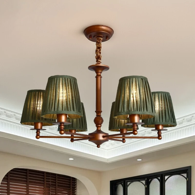 

American Retro Medieval Chandeliers Lighting LED E27 Warm Romantic Home Decor Living Room Bedroom Study Restaurant Hanging Lamps