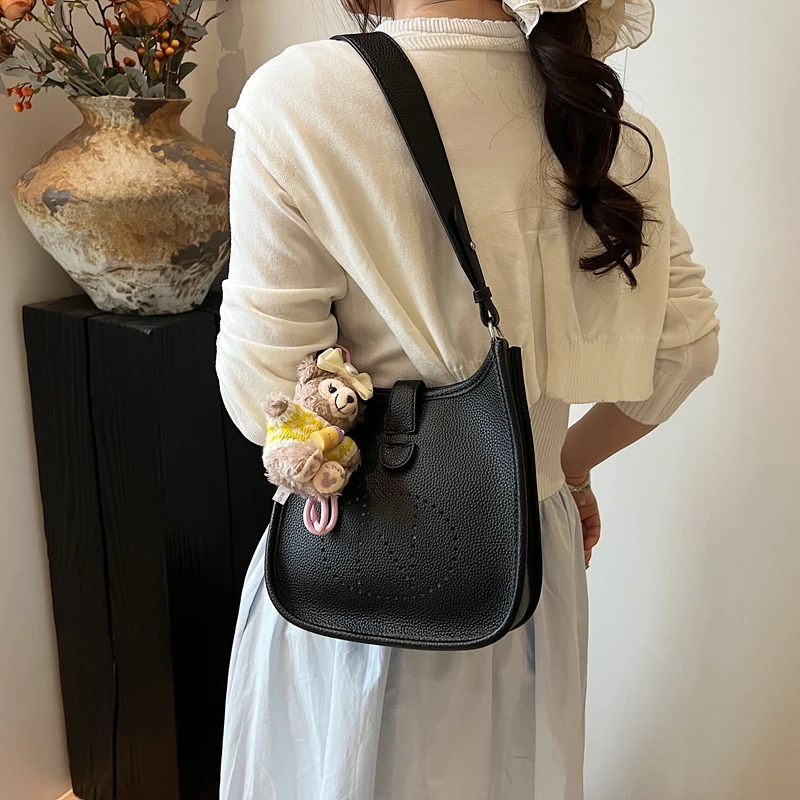 여성용 클래식하고 우아한 가죽 토트백, 유명 디자이너의 여성용 메신저백, 크로스바디 숄더 스트랩 포함