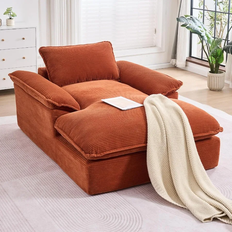 67 Chaise longue da interno in velluto a coste di grandi dimensioni, comodo divano s disossato con braccioli a cuscino per soggiorno RoomApartmentReadin