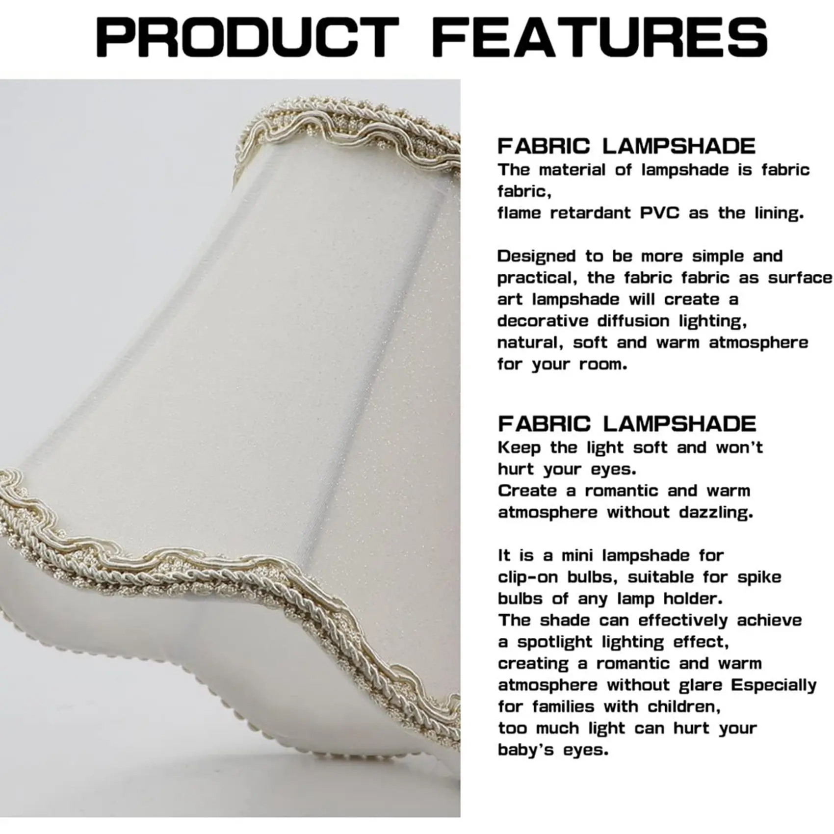 2X Fabric Lampshade European Style Wall Lamp Shade, Vintage Chandelier Cloth Cover, Luxurious Home Decor Accessory