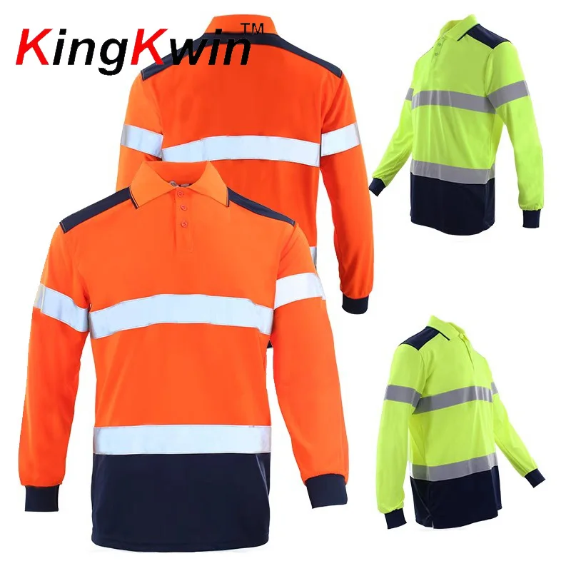 Reflective Safety Shirts ANSI Class 2 High Visibility Work Construction Polo Shirts