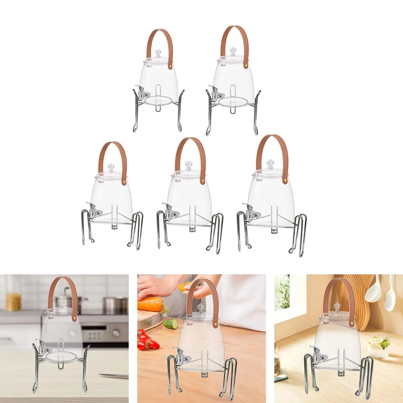 Large Capacity Beverage Dispenser with Faucet for Outdoor Party Clear PET Juice Jar for Iced Tea Lemonade Storage