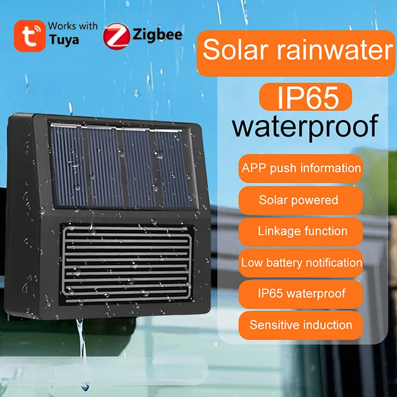 

Tuya Zigbee Rain Sensor Real-Time Rain Alerts Smart Home Integration, IP65 Waterproof, Solar-Powered for Garden & Irrigation