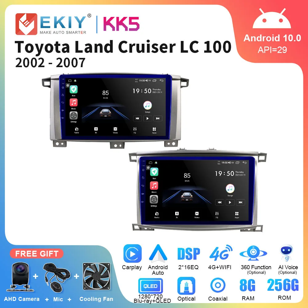 

EKIY KK5 Car Radio For Toyota Land Cruiser 100 2003-2007 Multimedia Player Navigation GPS CarPlay Android Auto Stereo DSP 2 Din