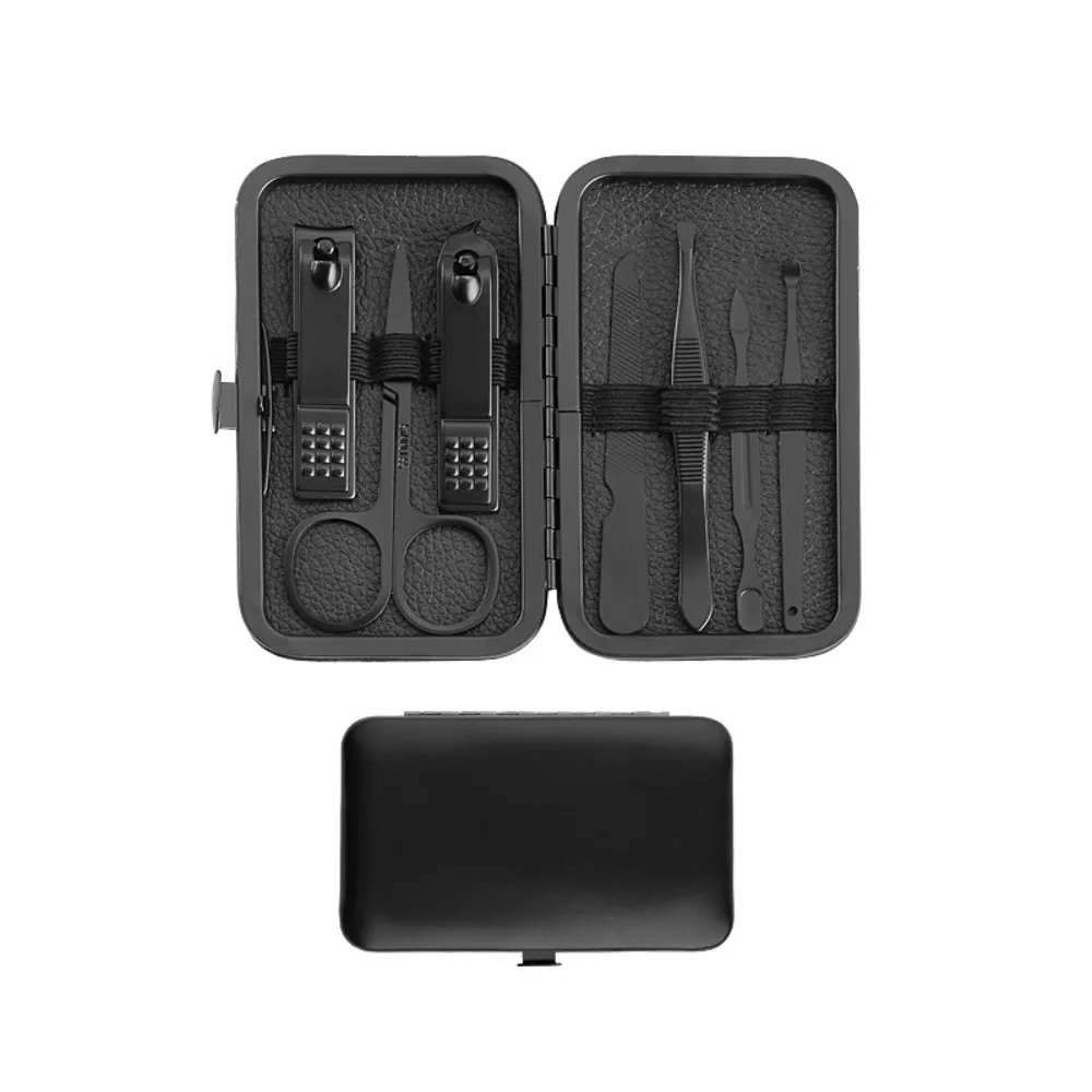 Conjunto de cortador de unhas de aço inoxidável, 7 peças, com pinças de cutícula, kit profissional de manicure e pedicure, ferramenta de aliciamento para salão de beleza doméstico