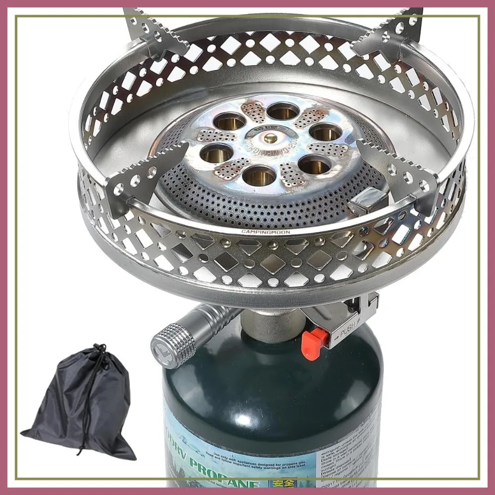 

High Output Propane Camping Stove with Piezo Ignition, Solid Brass Regulator, Wind-Resistant Outdoor Single Burner
