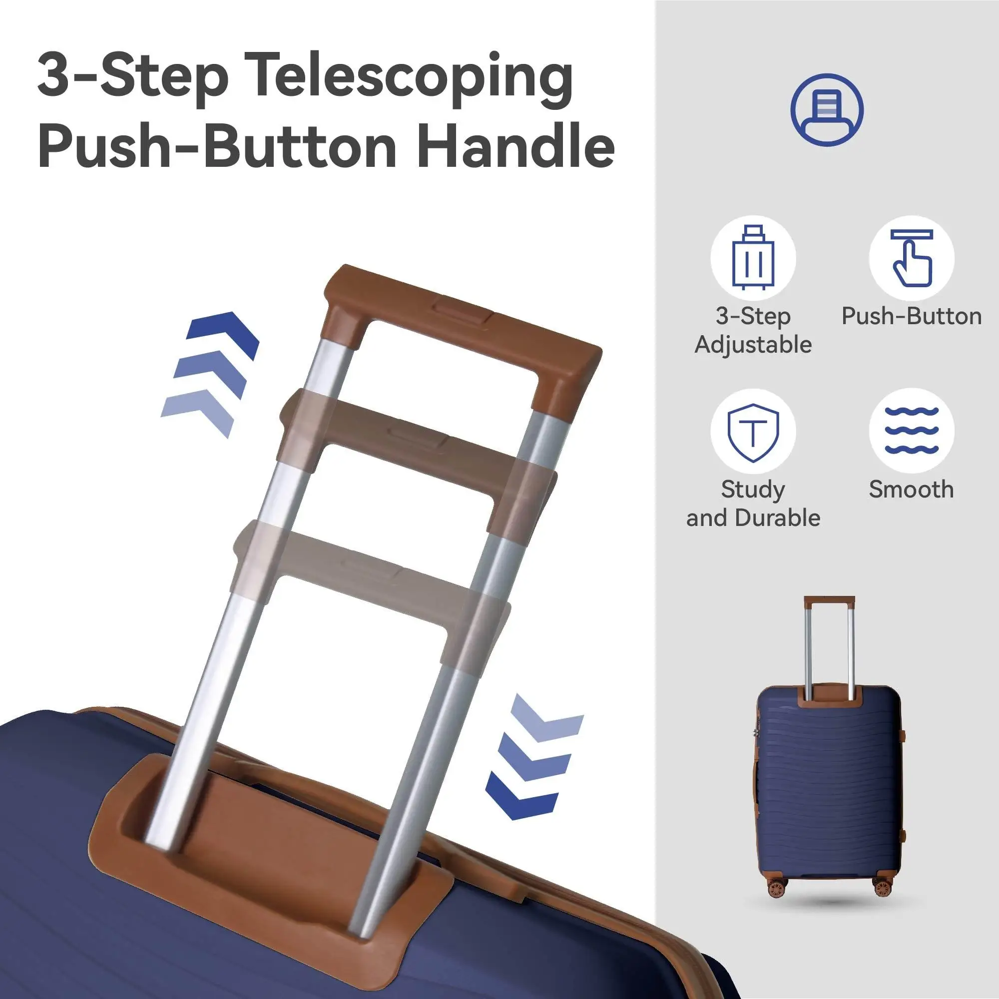 Set di valigie multicolori da 3 pezzi 20 24 Valigia rigida in polipropilene da 28 pollici 4 ruote girevoli Lucchetto TSA Viaggi d'affari Famiglia