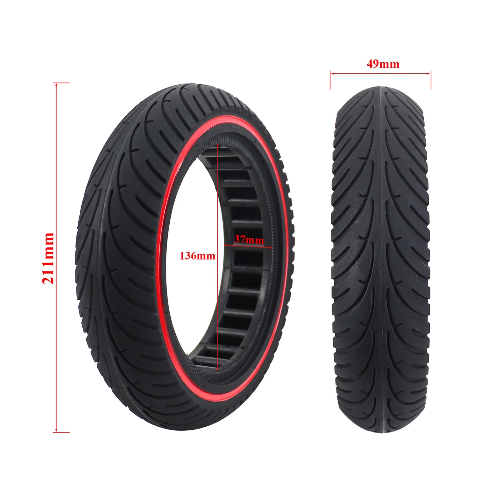 

For Xiaomi Electric Scooter Solid Tire 8.5" 8.5x2.0 8 1/2*2 Tyre M365 Pro 1S Pro2 Front Rear Replacement Tire 8.5 Inch Red Line