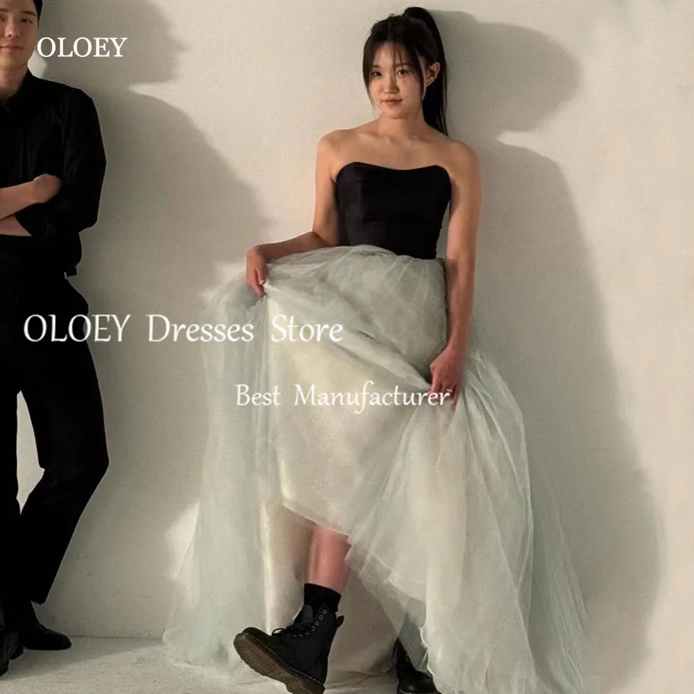 

OLOEY Fairy Tulle Korea Wedding Dress Photoshoot Strapless Floor-length A-line Evening Gown Dress Birthday Party Dress