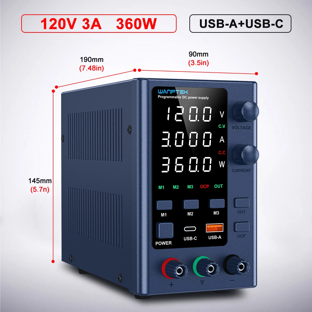 Wanptek Laboratorium Voeding 30V 5A 30V 10A 60V 5A 120V 3A Encoder Verstelbare spanning Stroom Lab Bench DC Voeding