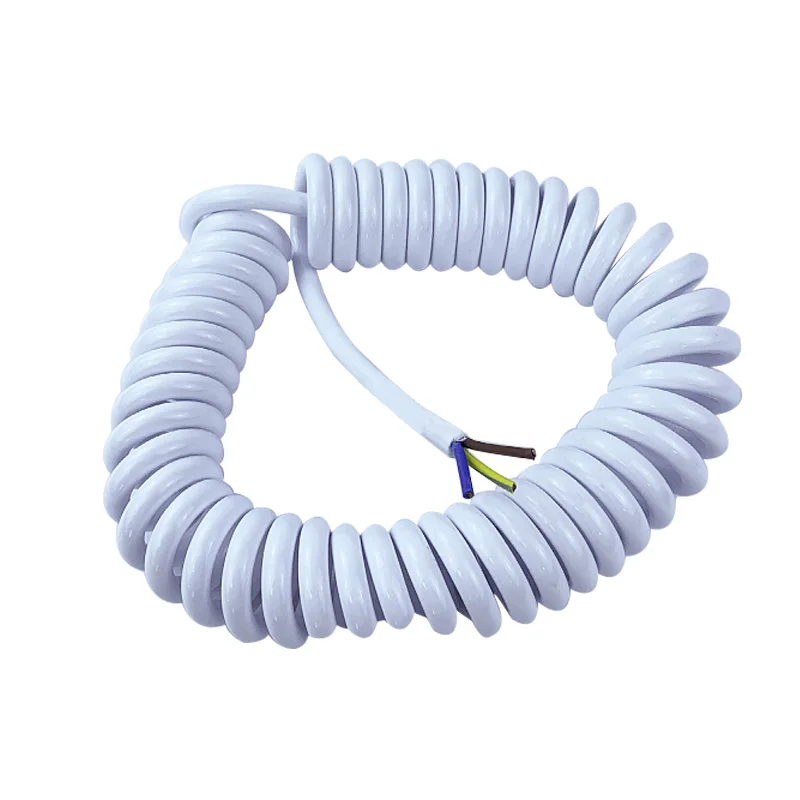 3Core White Spring Spiral Cable Telescopic 24/22/20/18/17/15AWGWire Stretch1to10 Meters Stretchable Wire Shrinkable Cable