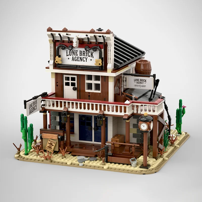 

Moc Western Town Building Solitary Brick Detective Agency Model DIY Assembled Building Blocks Toy Children's Birthday Gift