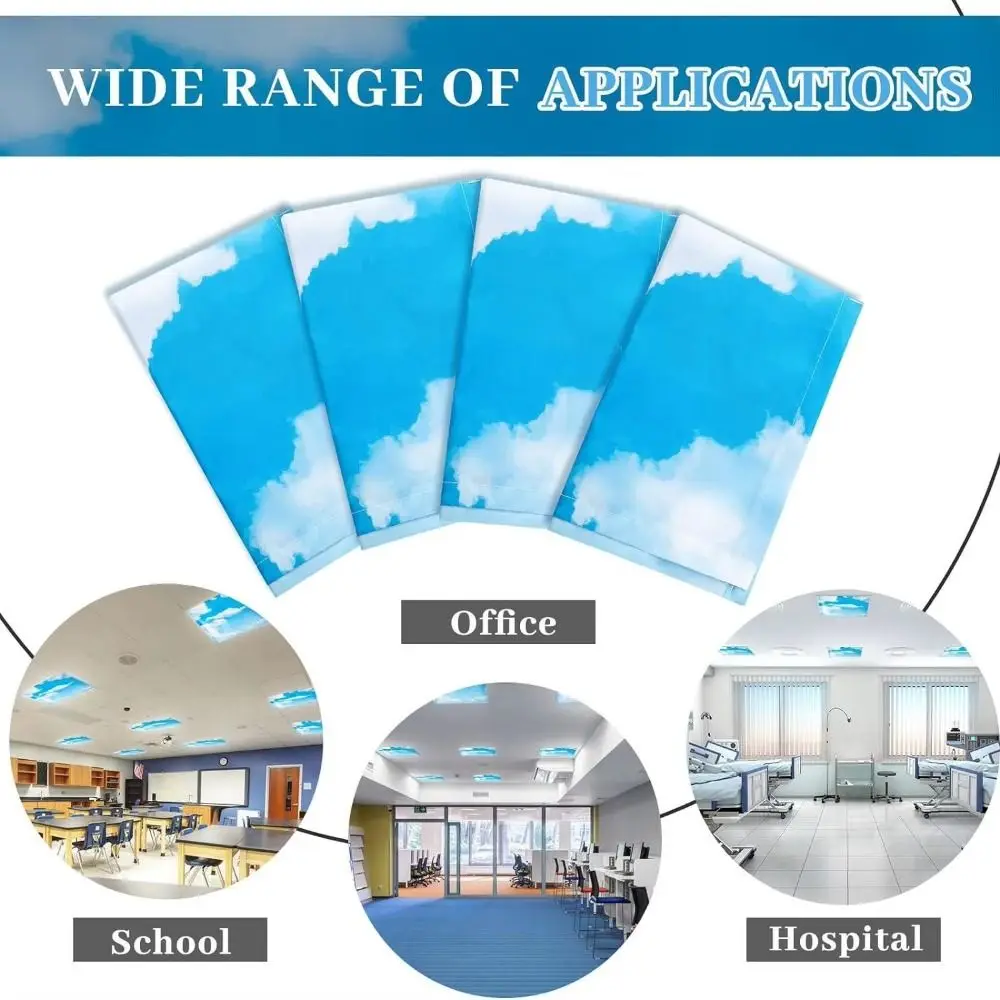 120*60cm Lampshade 15 Styles with 10 Magnetic Buckles Magnetic Light Filters Forest Sky Fluorescent Light Covers Offices