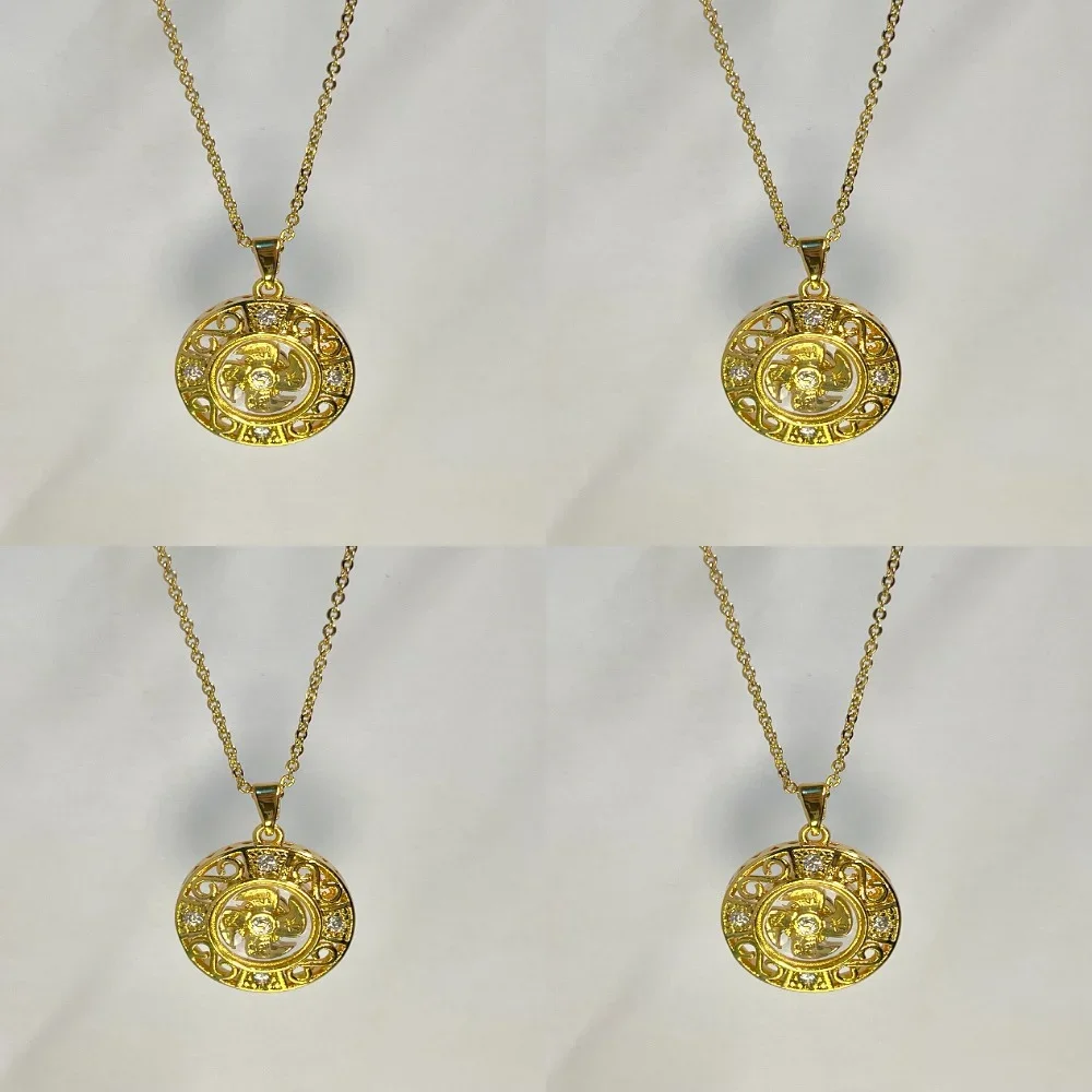 

New vintage-inspired diamond-inlaid rotating necklace, unisex design