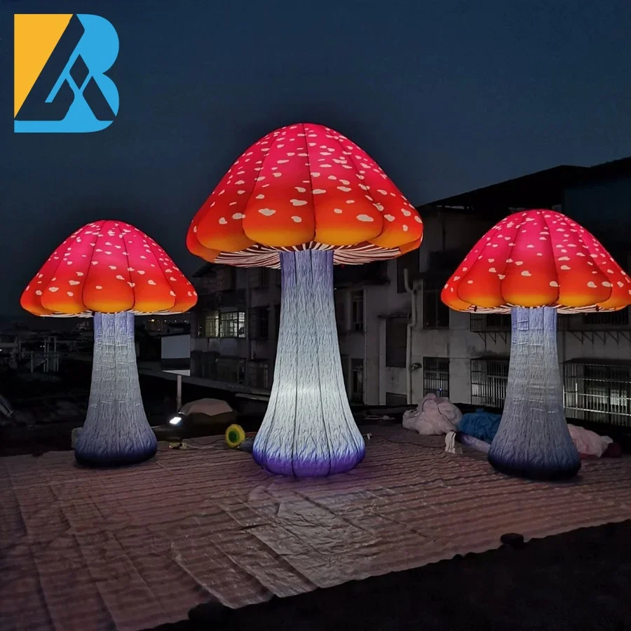 Bespoke Lights up Theme Party Large Air Blown Mushroom Design for Stage Backside Decoration Toys