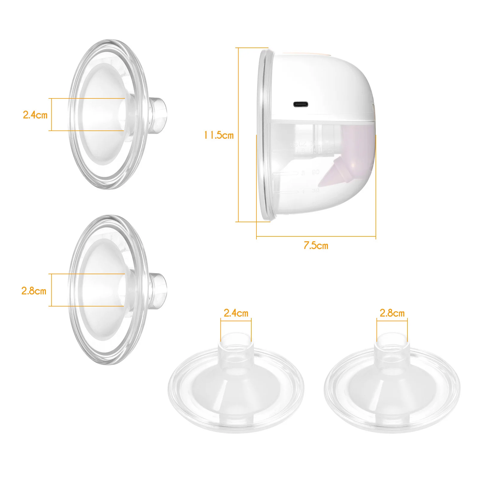 YOUHA YH-7006 Electric Breast Pump 2PCS USB Wearable Hands Free Silent Invisible Breast Pump 3 Modes 9 Levels 24mm/28mm flanges