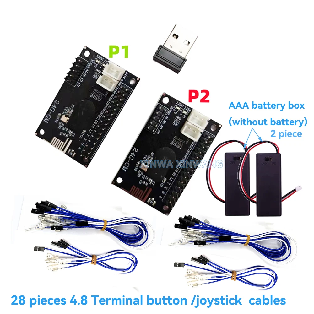 2-Player Wireless Zero Delay USB-Adapter Encoder Arcade-Steuerung PCB für Pandora Game Joystick Console PC PS3 DIY Kit – Detail 6