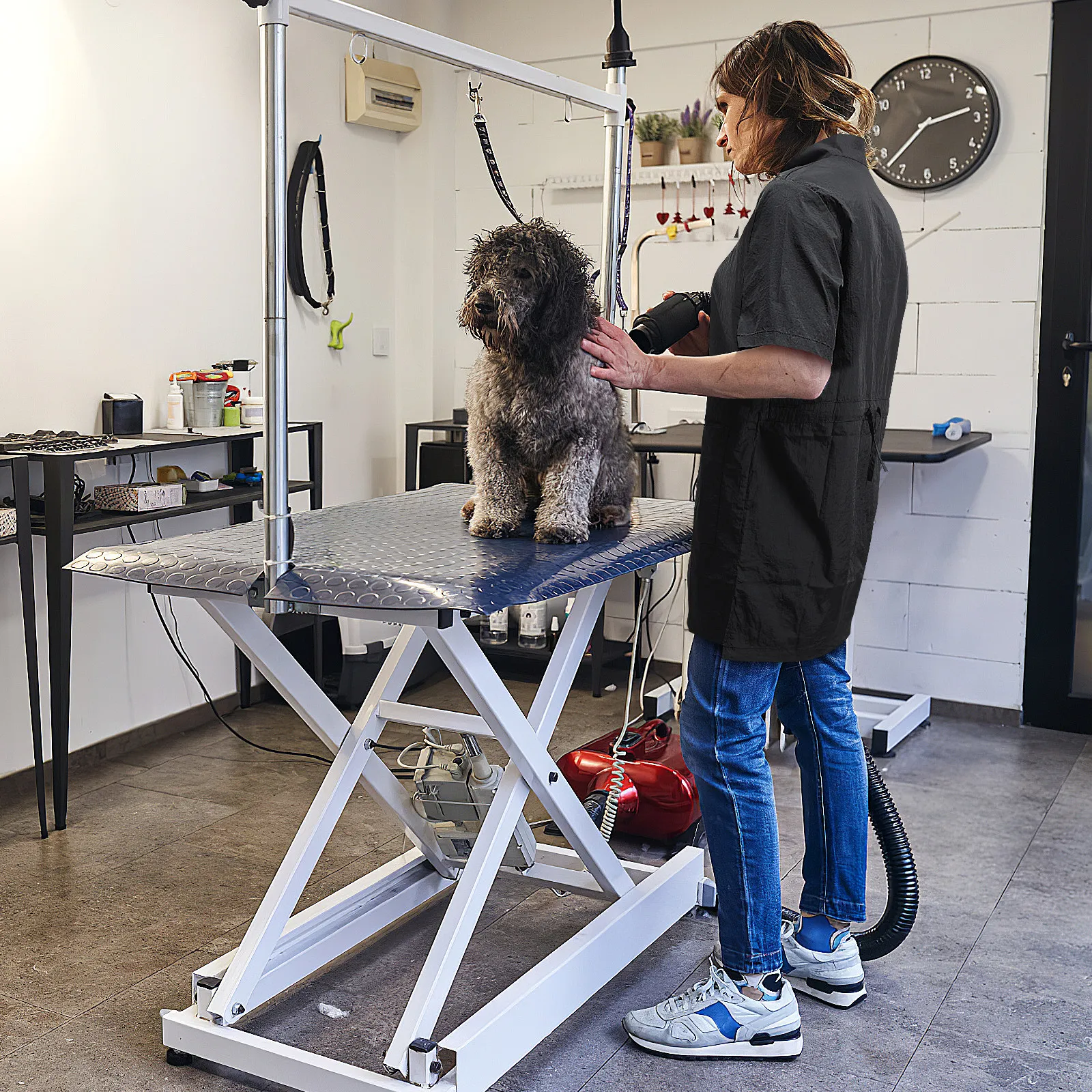 

Водонепроницаемый нейлоновый фартук для груминга животных, для стрижки когтей и шерсти кошек и собак, для зоосалонов, ветеринаров и домашнего использования, черный, размер L