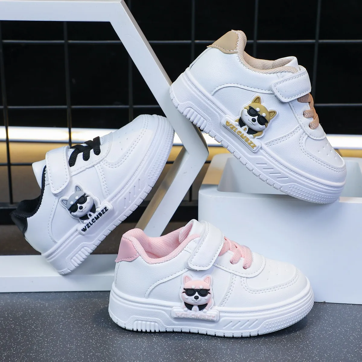 Cartoon Dog Baby Sneakers Child Boys Girls Casual Shoes Autumn Spring 1~7 Years Old Kids First Walker White Cotton Board Shoes