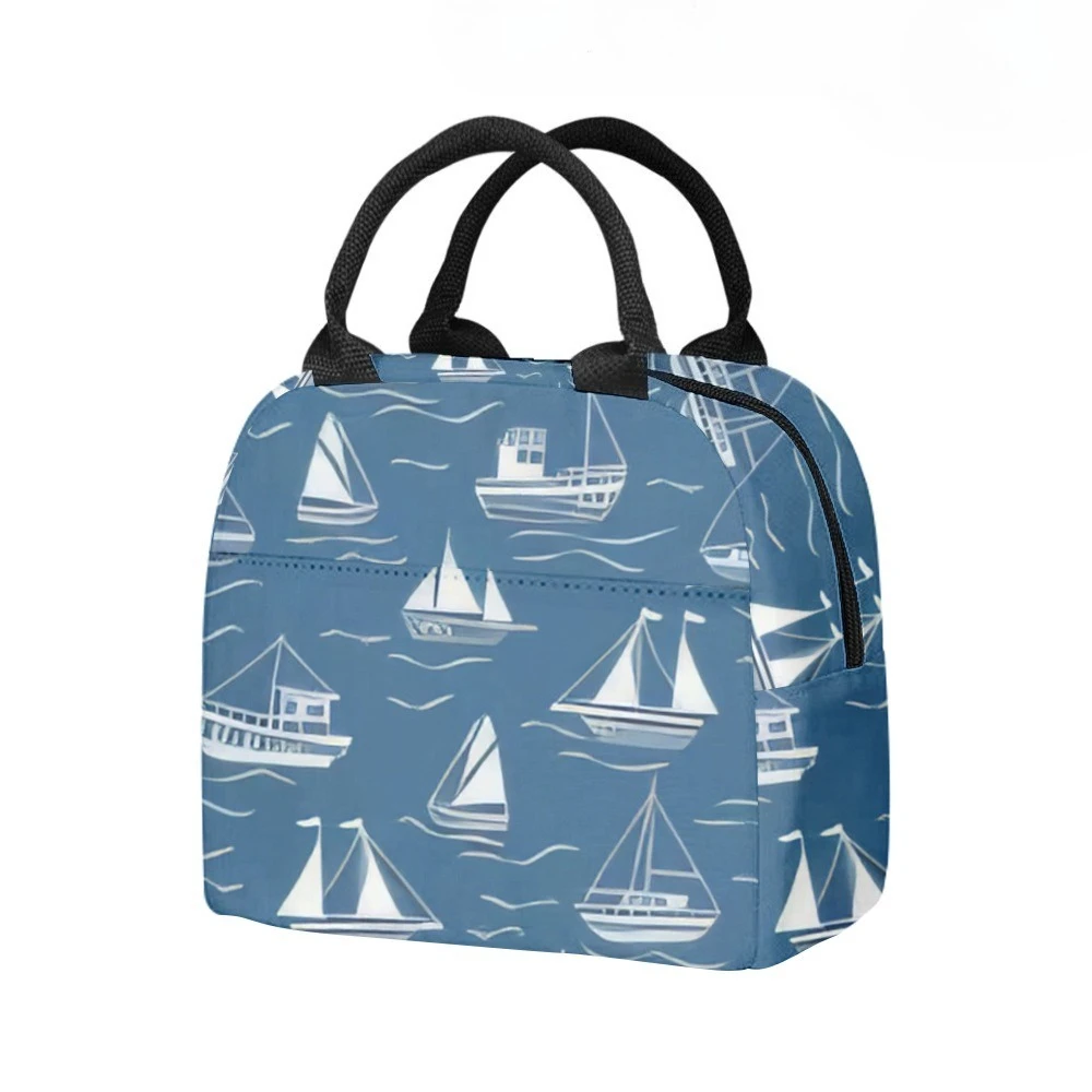 Premium Surf Beach Waves Insulated Lunch Bag Side Pocket Waterproof Reusable Office Easy Clean Design for Work School Picnics