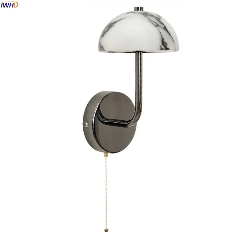 

IWHD Nordic Modern LED Wall Sconce Lamp Design Bedroom Loft Interior Lighting Marble Iron Bathroom Living Room Lights Wandlampen