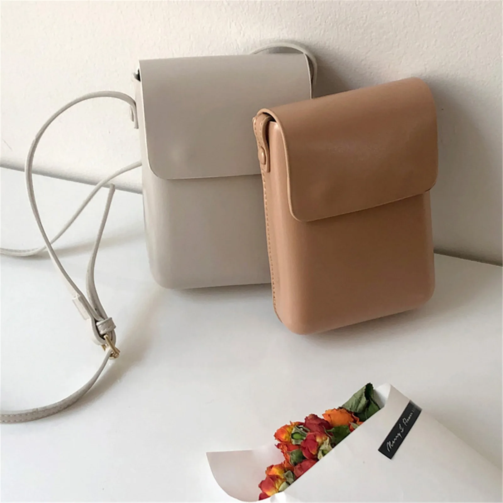 Sling Mobile Phone Bag Female Messenger Bag Leather Small Bag Girl Fashion Shoulder Bag Armpit Bag