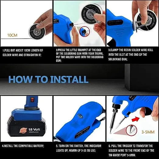 30W เหมาะสำหรับ Bosch 18V/20V แบตเตอรี่ Li-ion สูงสุดเครื่องเชื่อมเหล็กไร้สายพร้อมเครื่องทำความร้อนเซรามิกเครื่องมือเชื่อมเร็วปืนบัดกรี