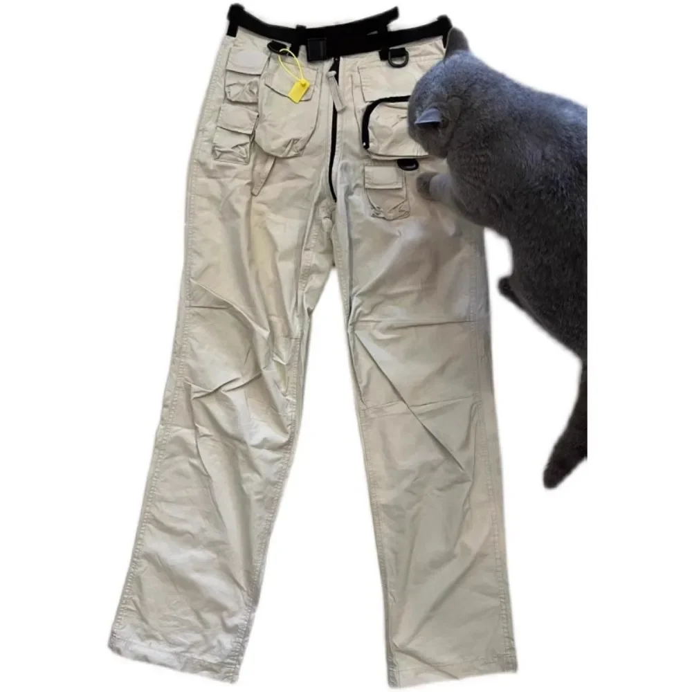 NIGO MR Multi-Pocket Workwear Outdoor Trousers White Vintage Fashion High Street Hip Hop Straight Leg Men's Clothing #NGTOP11263