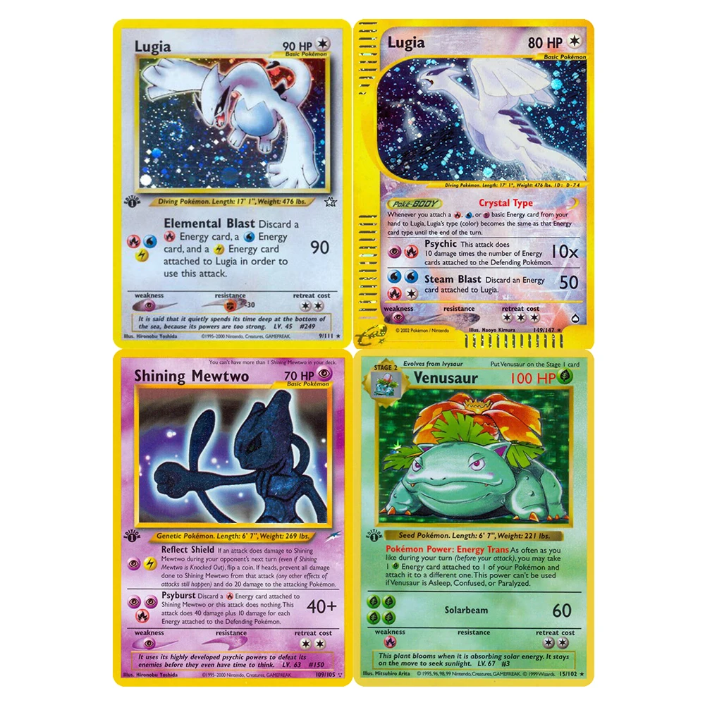 PKM 1996 1st Edition Base Set Single Flash Proxy Cards Charizard Blastoise  Shining Charizard Lugia Gengar Game Collection PTCG