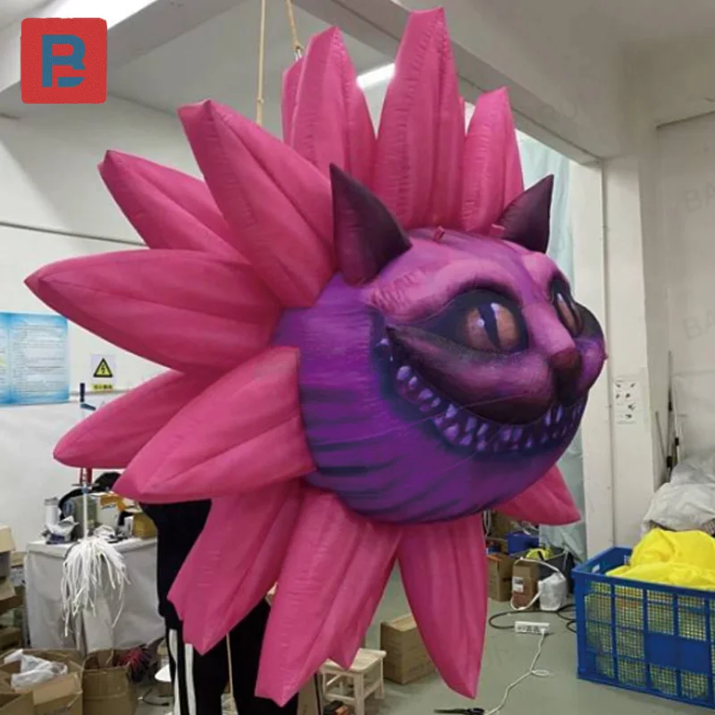 팽창식 체셔 고양이, 송풍기 포함, 팽창식 꽃, 팽창식 만화 캐릭터, 쇼핑몰 광장 행사 장식 소품