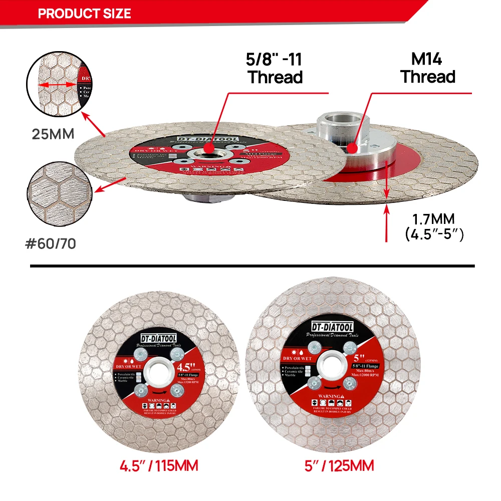 DIATOOL 1pc Diamond Cutting Disc Hexgon Double Sided 4.5/5\