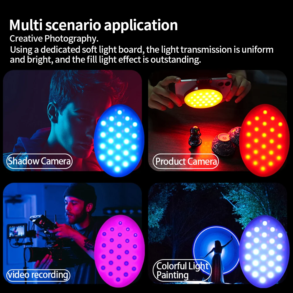 Lampu Mini RGB Ponsel Lampu Klip Lampu Self-timer Langsung 4000MAh Kecerahan Mode Multiwarna Portabel Dapat Diisi Ulang Dapat Disesuaikan