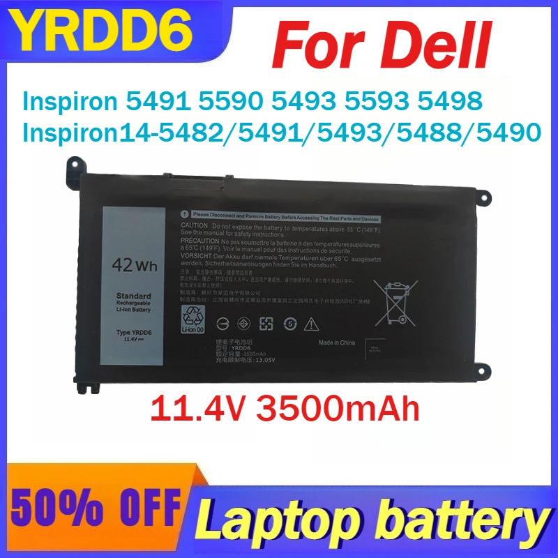 

YRDD6 Laptop Battery for Dell Inspiron 5491 5590 5493 5593 5498 5598 Inspiron 14-5482 5491 549 5488 5490 Inspiron 15-5593