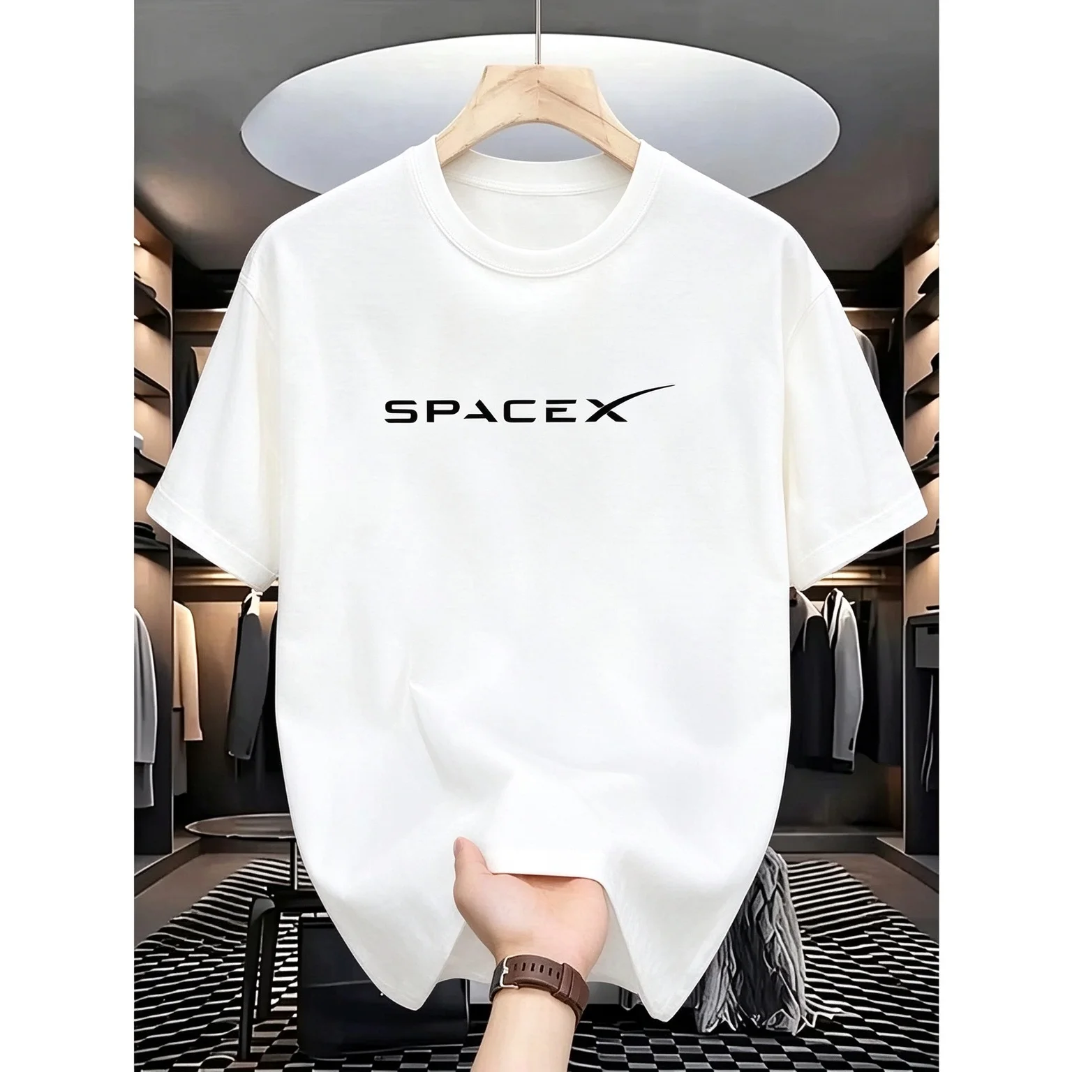 2026 New SPACE Family Matching Unisex Oversized TShirt Minimal Tech Style Chest Text Graphic Streetwear Casual Short Sleeve Tops