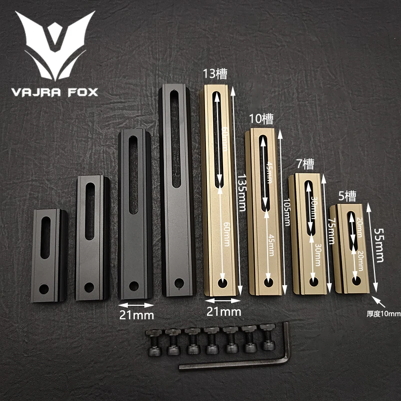 Adjustable Hole Spacing Rails 21mm Rail Total Length 135mm 105MM 75mm 55MM Rail  Dual System Mlok Keymod Hunting Accessories