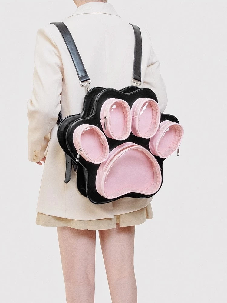 New Multi-pain Layer Cat Paw Japanese Cute Girl Ulzzang Ita Bag Fashionable Large Capacity Crossbody Backpack Y2K Itabag