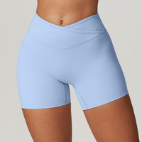 Gym Shorts Solid Women Yoga Shorts Crossover Fitness Short Leggings High Waist Running Short Pants Stretch Workout Short Clothes