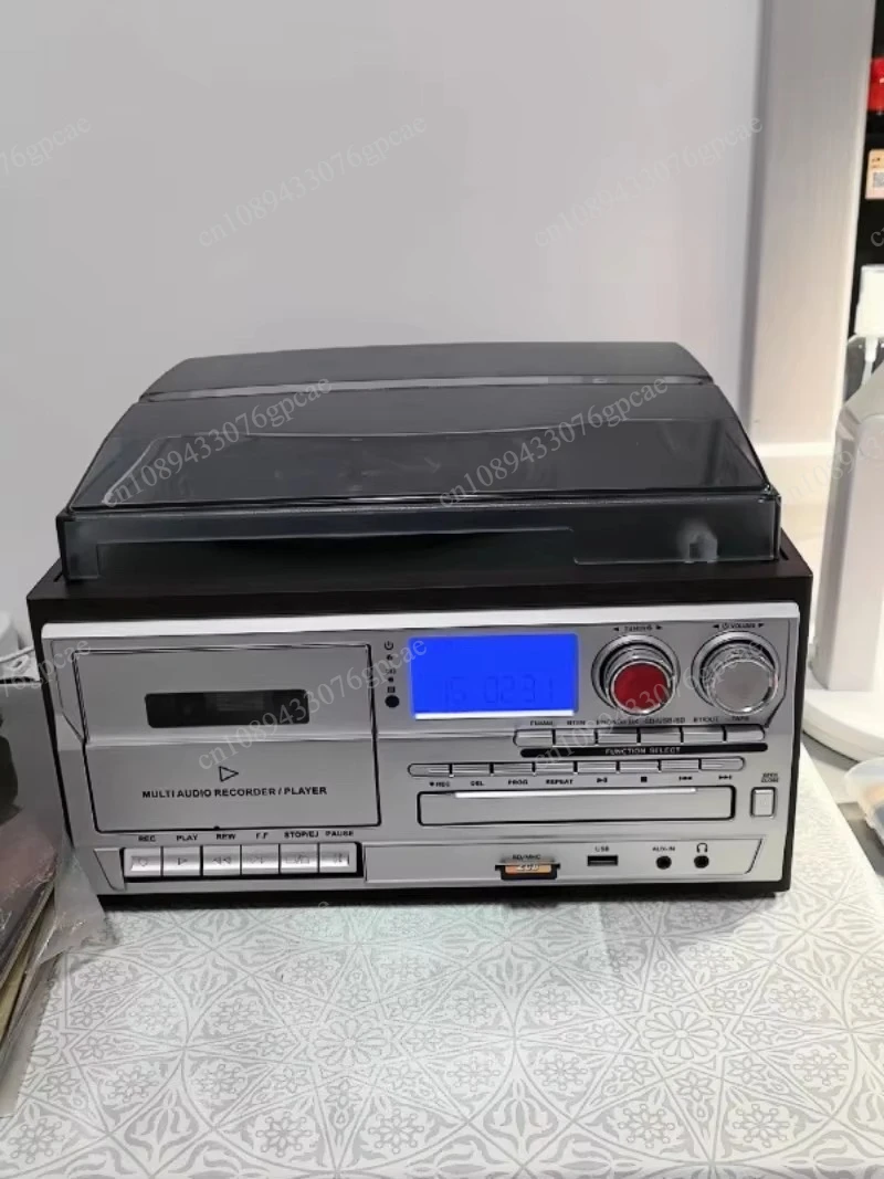 Retro Vinyl Record Player Multi-functional CD Player Bluetooth Speaker Cassette USB Flash Drive Radio Vintage Music Player