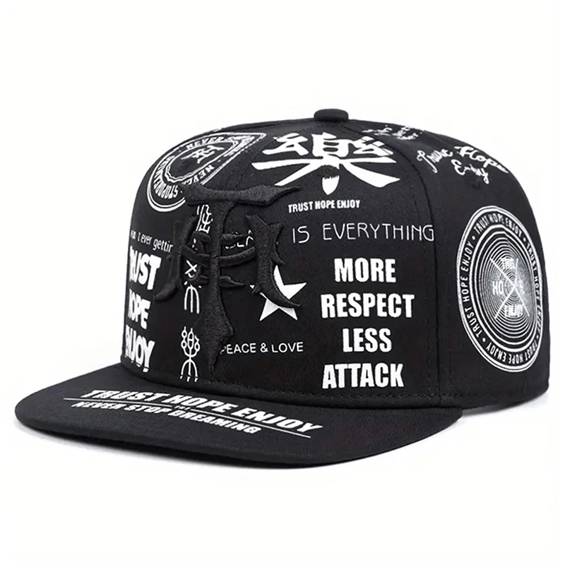 2026 Modische und Personalisierte Neue Baseball-Kappe T Graffiti-Stickerei Hip-Hop-Mütze Tägliche Freizeit-Sonnenschutzkappe Unisex Flachrand-Kappe – Detail 4
