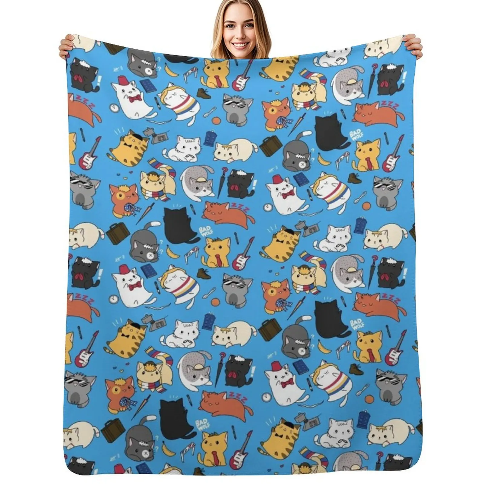 

Time Lord Kittens Throw Blanket Nap For Baby decorative Travel Blankets