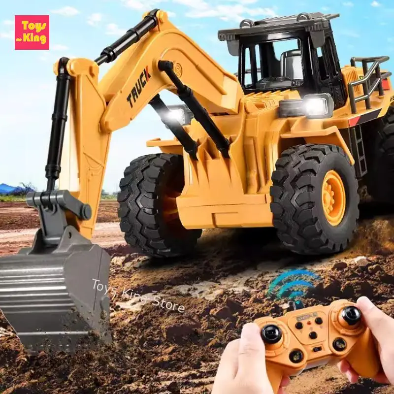 2.4G RC Dump Truck Alloy 9CH Excavator Lights Remote Control Bulldozer Multi-functional Engineering Vehicle Kids Toys Boys Gifts